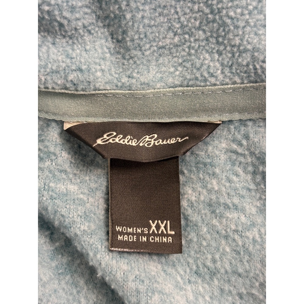 Eddie Bauer Womens XXL Light Blue‎ Heathered Fleece Quarter Zip Pullover Sweater - Picture 3 of 5